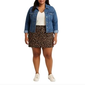 Merona Animal Print Pencil Pockets Skirt 16 Brown Black